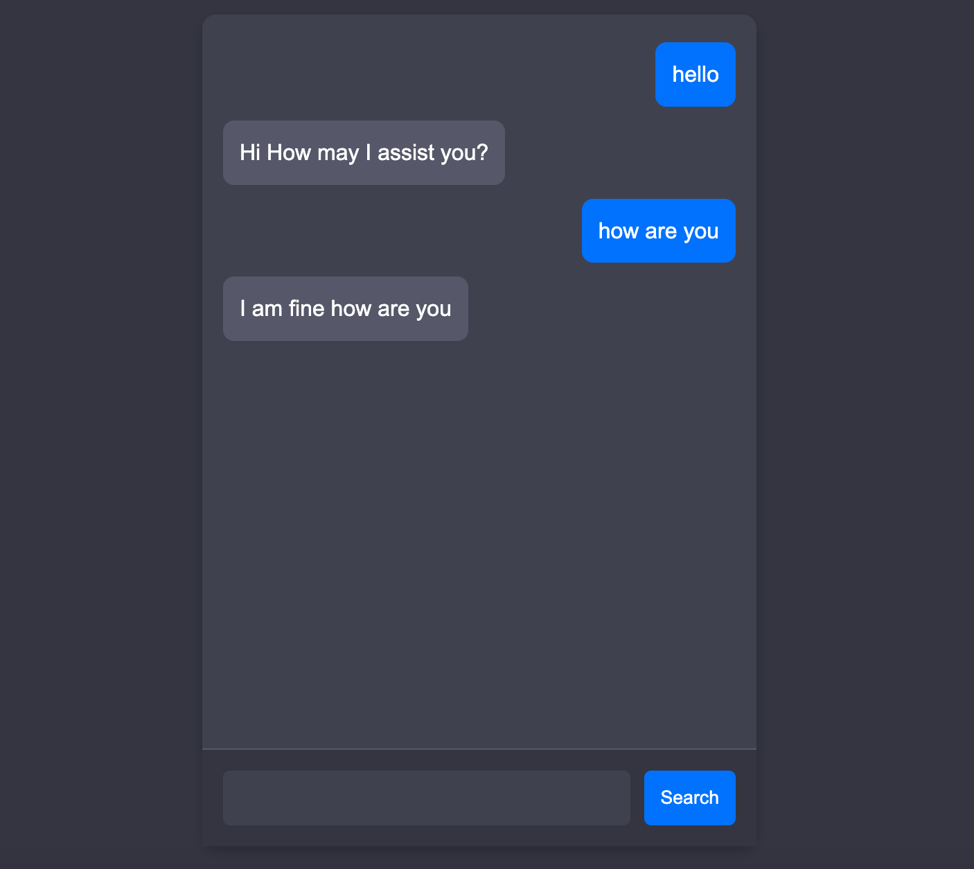 AI chatbot project interface