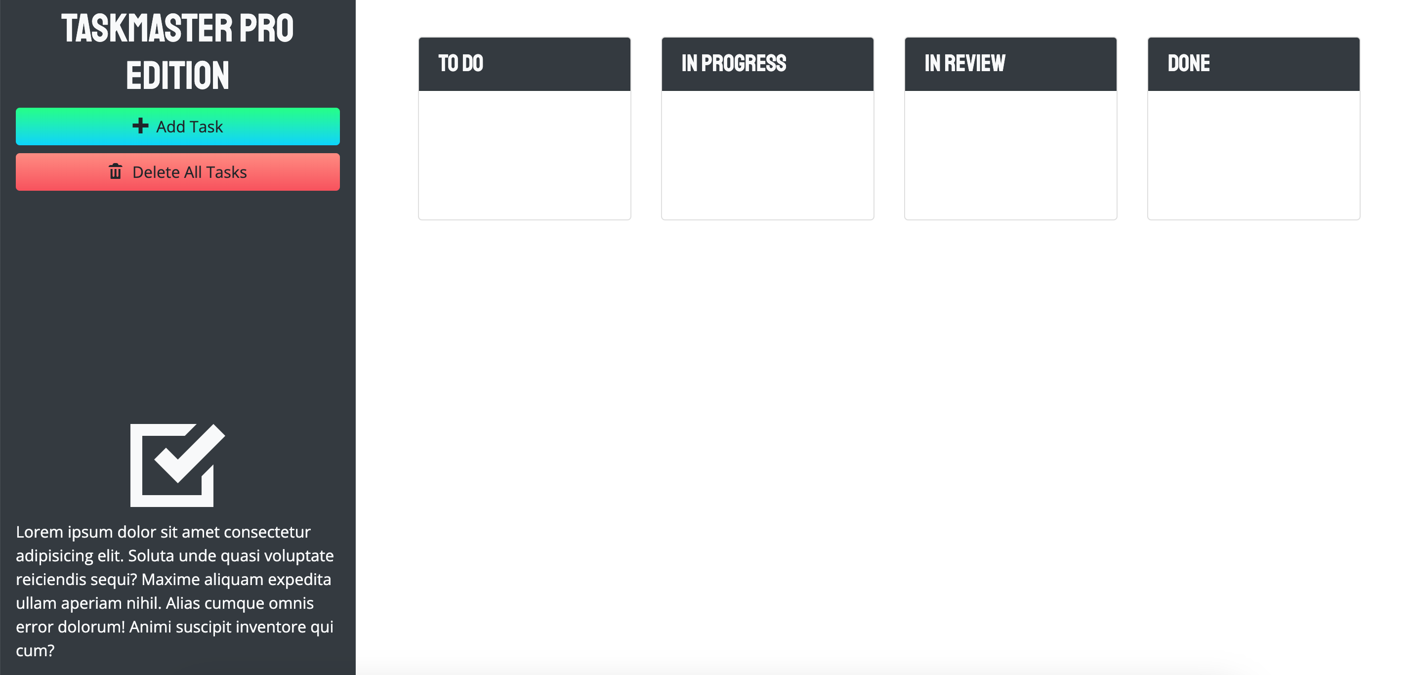Task Master task management interface